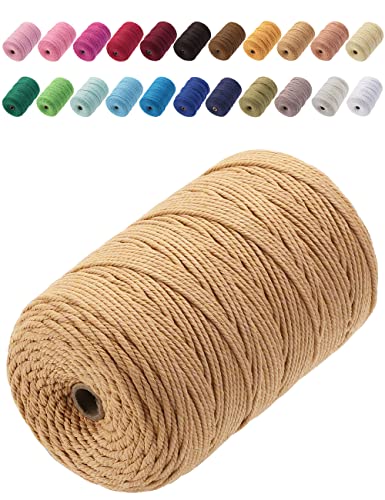 GOHOF Cotton Macrame Cord 3mm x 200m Natural Colored Macrame Supplies