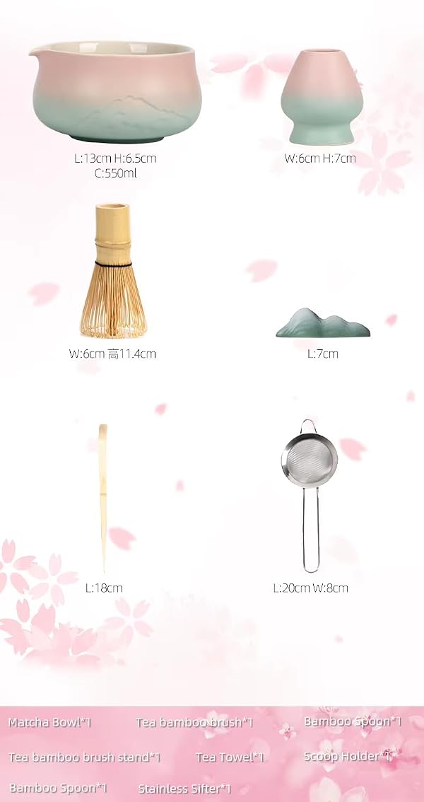 TEA-HAVA Matcha Whisk Set, Matcha Set, Matcha Kit for Ceremony, Matcha Tea Set for Making Breakfast/Latte, Ceramic Matcha Bowl(chawan) whith Spout and Whisk, Gift for Friends (Pink) by TEA-HAVA - Used condition - Image 5