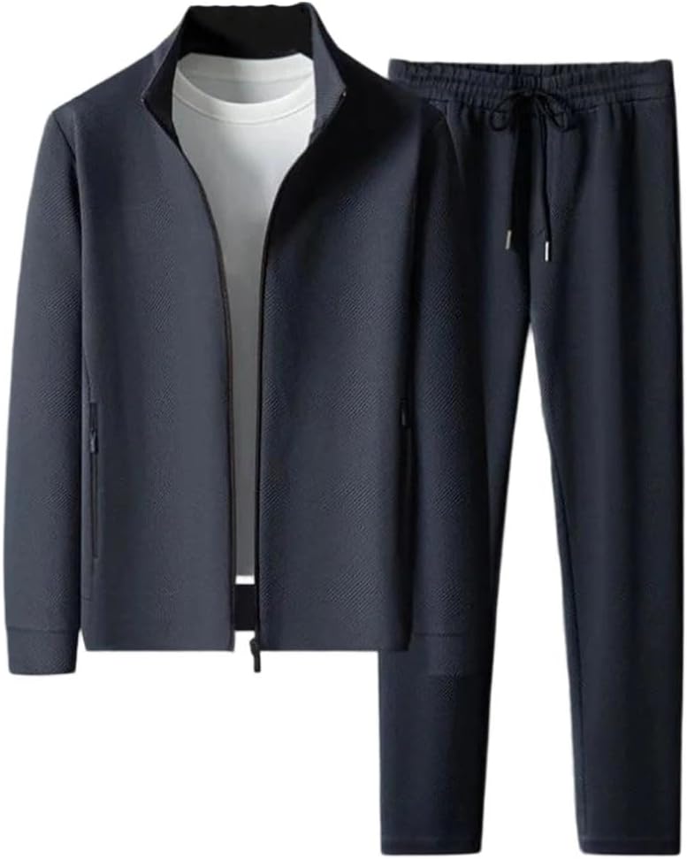 Men Sportswear Suit Breathable High-End Jacket Trousers Stand-Up Collar Zipper Open Clothes
