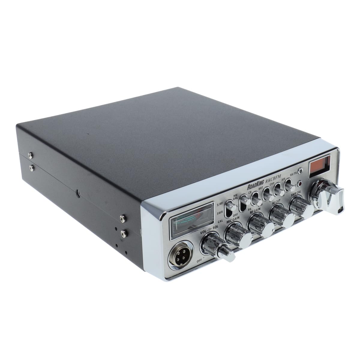 RoadKing RKCBFM Radio Am/FM CB Dual Mode pour Camionneurs Full 40 Canaux Pro Canal d'urgence CB avec Microphone à Annulation de Bruit, Grand Affichage, Couleur argentée