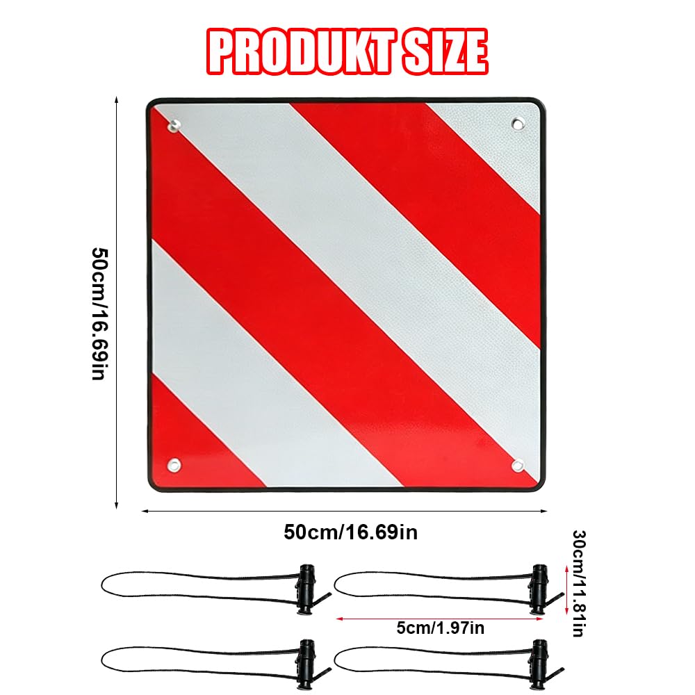 Warntafel Italien und Spanien, Warntafel Fahrradträger mit 4 Spannseilen, Faltbar Reflektierendes Warnschil, WarntafelItalienFahrradträger für Fahrradträger Heckanhänger Wohnwagen (50 x 50 cm)