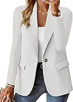 Jaqueta casual de escritório de manga comprida com design personalizado, blazer feminino de botão único, terno macio, uso diário