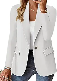 Jaqueta casual de escritório de manga comprida com design personalizado, blazer feminino de botão único, terno macio, uso diário