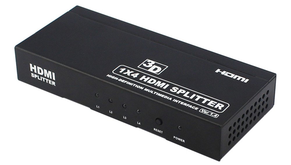 HDMI Matrix Switch ，Dispensatore Hdmi, Splitter HDMI a 4 porte Splitter 1x Distributore HDMI 1.4 in uscita 1,44 per 4Kx2K Full HD 1080P
