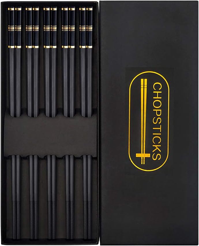 Buy 1 get 1 🔥 5 Pairs Fiberglass Chopsticks - Reusable Chopsticks Dishwasher Safe Golden Pattern Black Chopsticks(with Gift Case) Top Brands 5 Pairs Fiberglass Chopsticks - Reusable Chopsticks Dishwasher Safe Golden Pattern Black Chopsticks(with Gift Case)