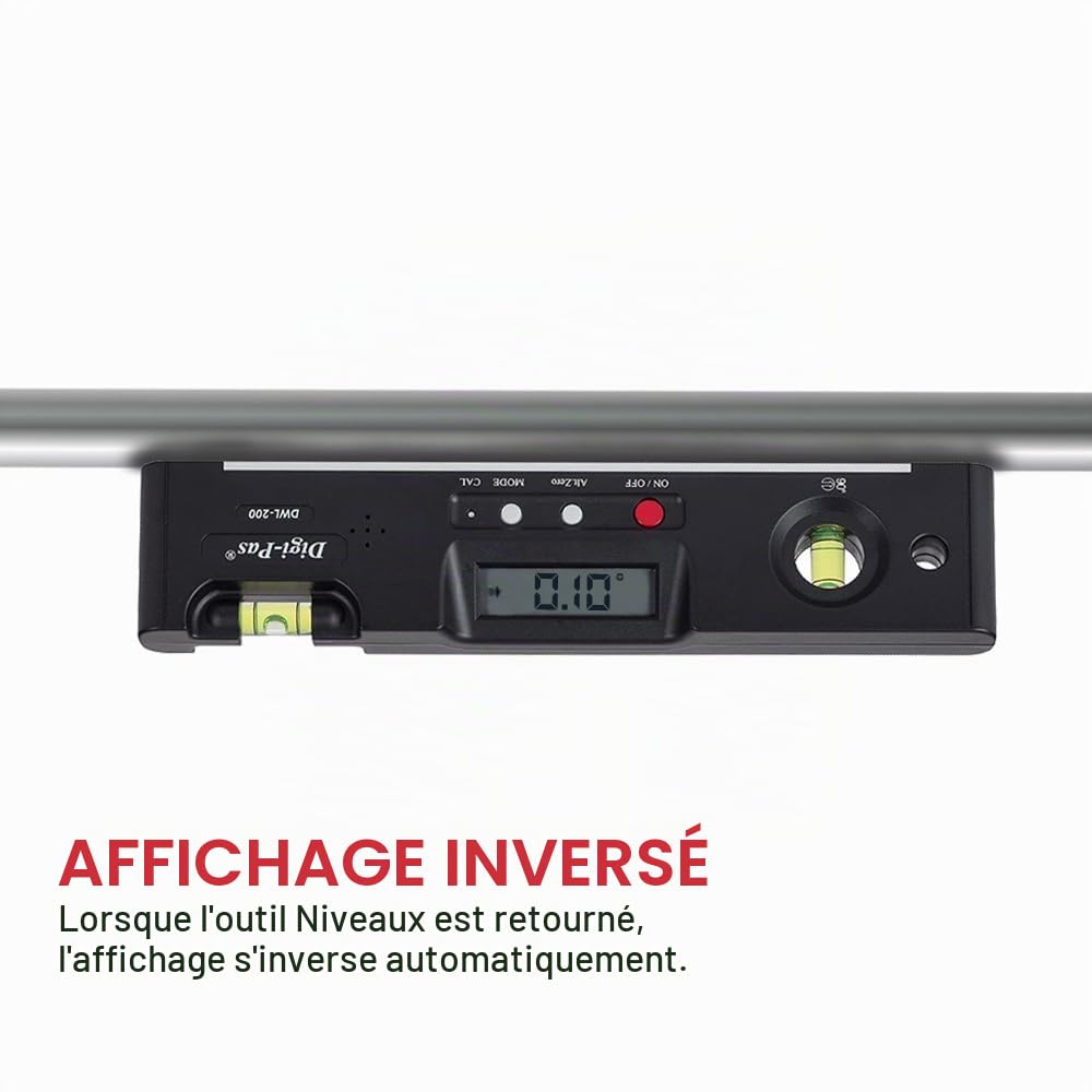 Digi-Pas DWL200 Torpedo Niveau à bulle électronique 20cm/0,1 °Résolution