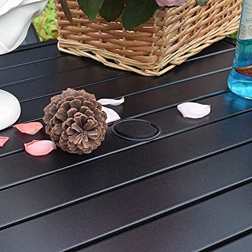 5Pcs Outdoor Swivel Bar Sets, Bar Height Patio Set With 4 Patio Bar Stools And 1 Square Bar Table With Umbrella Hole, Black Frame #TOP4