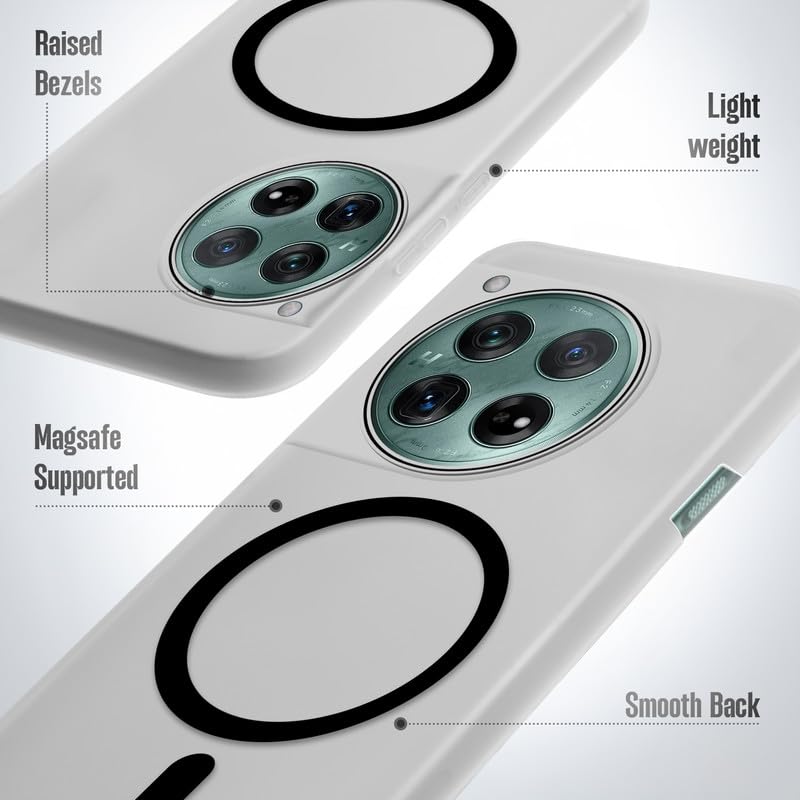 Image of Mr. Case Back Cover for OnePlus 12 5G Elegant Frosted White Translucent Back Only Compatible with Wireless Magnetic Accessories | Anti-Scratch Shockproof Phone Case - Black