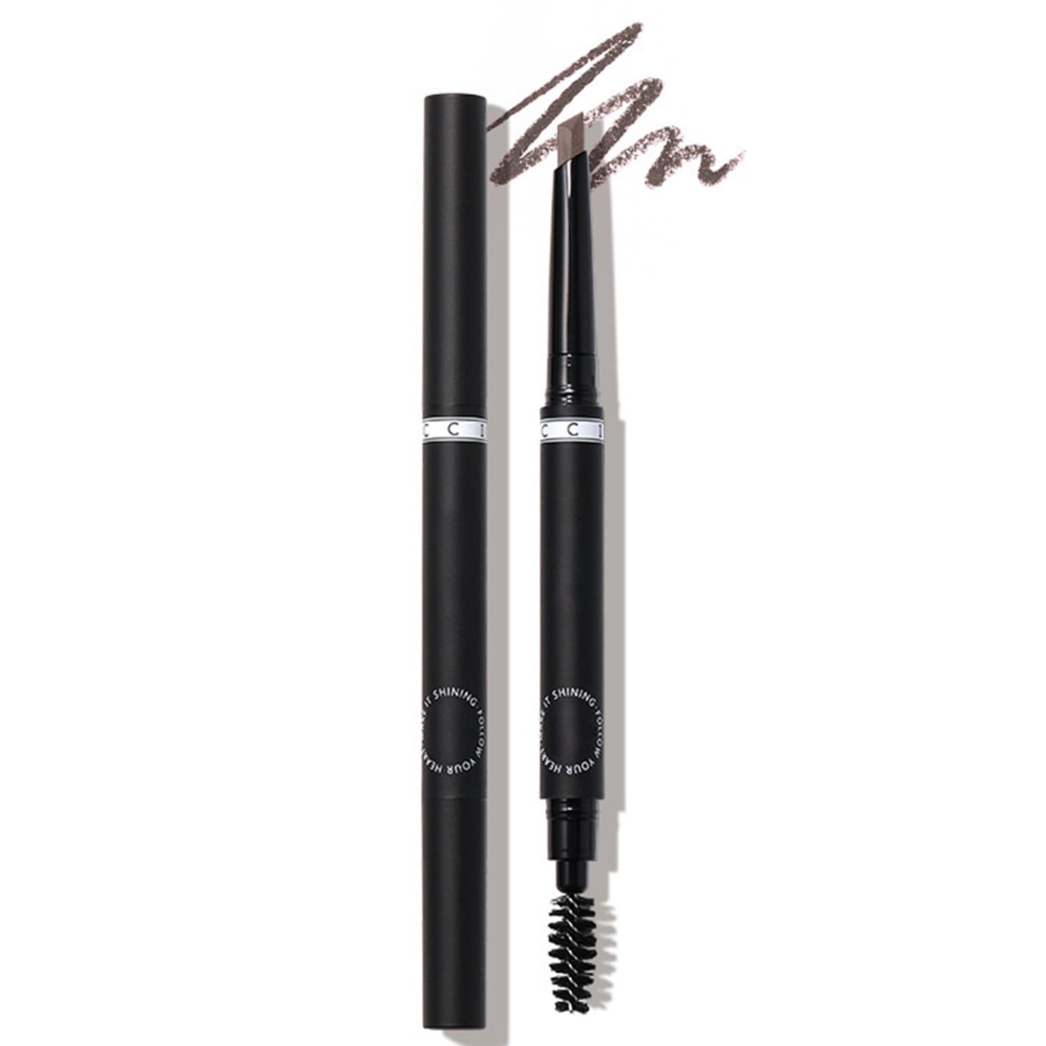 Dual-Ended Eyebrow Pencil With Angled Tip & Spoolie Brush For Precise Definition And Natural Grooming
