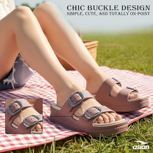 Image of ASIAN Femina-18 Women's Slippers with Elegant Double-Buckle Design, Soft Cushioned Footbed, Chunky Anti-Slip Sole, Lightweight Build, Perfect for Daily Use, Travel and Stylish Comfort