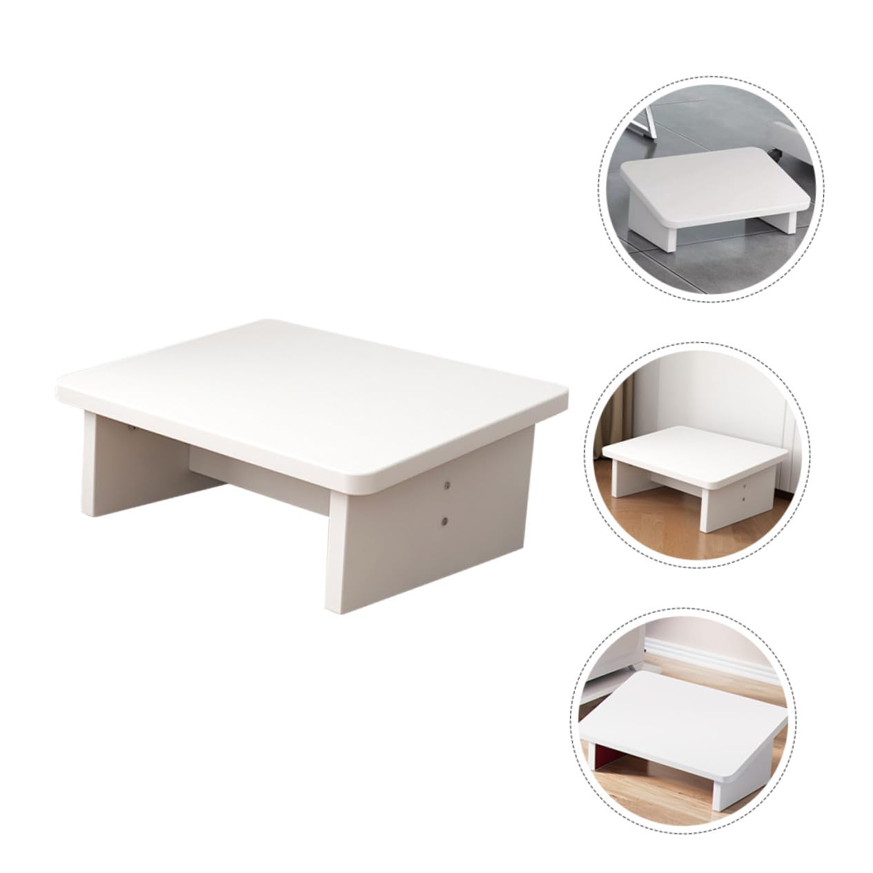 Poggiapiedi Antiscivolo in Legno Bianco Ergonomico per Ufficio | Design Leggero, Riduce la Fatica, per Studio e Soggiorno, Formato Portatile per Uso Quotidiano