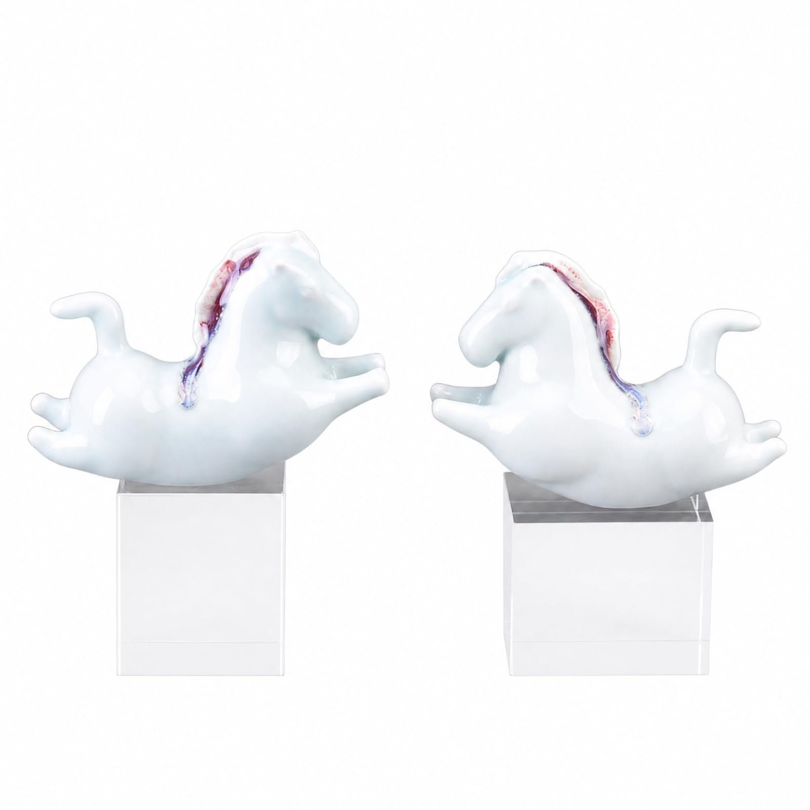 2 Piezas Figura Cerámica con Morno Figura Estatua para Salón