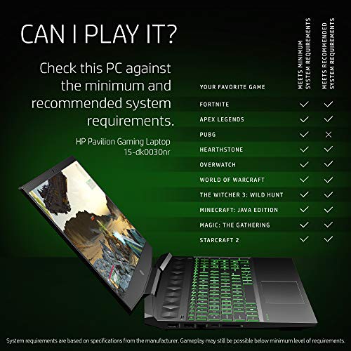 Image of HP Pavilion Gaming 15-Inch Micro-Edge Laptop, Intel Core i5-9300H, NVIDIA GeForce GTX 1660 Ti with Max-Q (6 GB), 8 GB SDRAM, 256 GB SSD, Windows 10 Home (15-dk0030nr, Shadow Black /Acid Green)