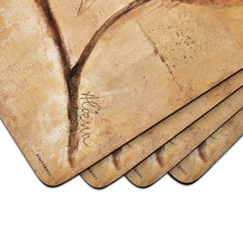 Pimpernel Sugar Magnolia Collection Placemats | Set Of 4 | Heat Resistant Mats | Cork-Backed Board | Hard Placemat Set For Dining Table | Measures 15.7” X 11.7” #TOP1