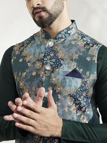 Image of KISAH Men's Jacket - Printed Cotton Blend - Indian Wedding Outfit for Men - Ideal for Weddings and Festivals