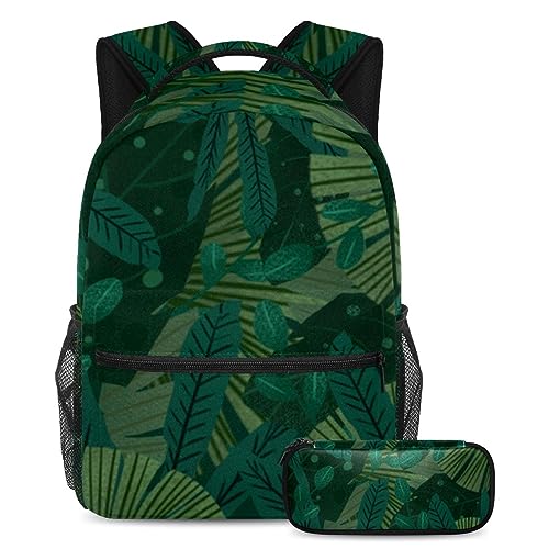 Sac à dos motif camouflage forêt végétale avec trousse scolaire