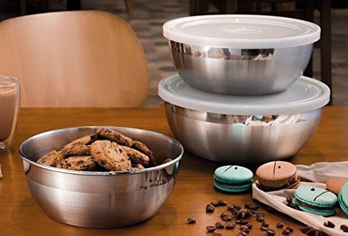 Tramontina 61222250 Pote Redondo em Aço Inox com Tampa Plástica, Prata, 25 cm, 4.2 l