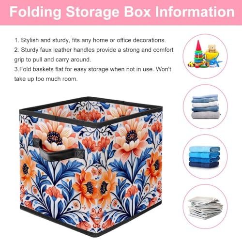 Boîte de rangement pliable premium avec de belles fleurs motif durable - 4