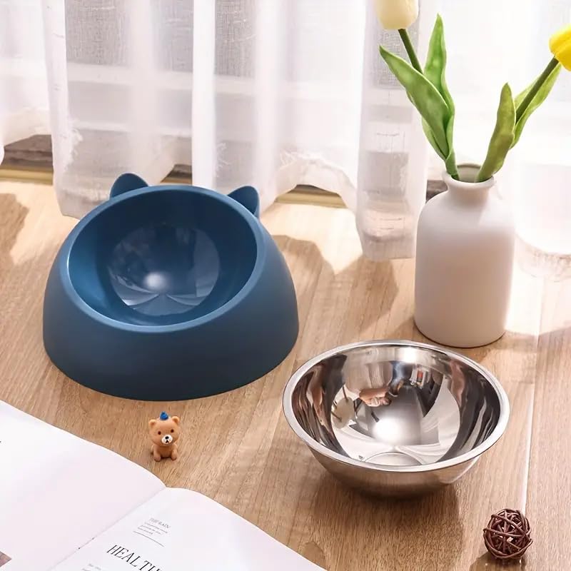 TGOPIT Elevated Cat Bowl Feeder Food Water Feeder Bowl for Cats, Kittens & Puppies | Persian Cat Food Bowl Tilted Raised Bowl Anti Vomiting 15° Slanted Bowl (Orange) 1