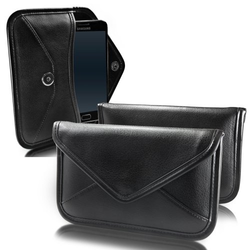 BoxWave Case Compatible with Elephone U2 - Elite Leather Messenger Pouch, Synthetic Leather Cover Case Envelope Design - Jet Black