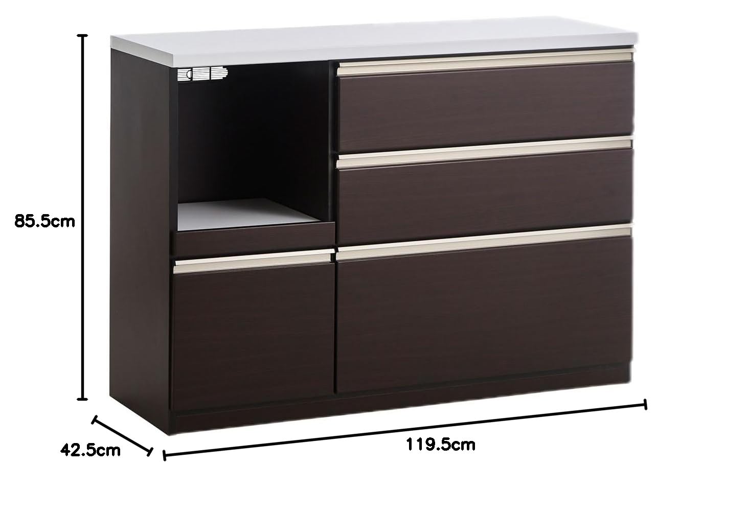 Amazon.co.jp: キッチンカウンター 120cm 完成品 引き出し 間仕切り