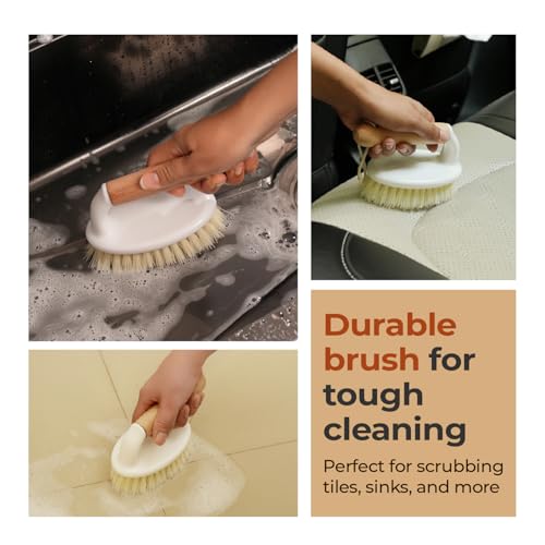 Image of Lifelong Multipurpose Cleaning Brush with Wooden Handle & Strong Bristles | Durable Scrub Brush for Bathroom, Kitchen, Floor & Tile Cleaning | Ergonomic Grip for Easy Scrubbing & Household Cleaning