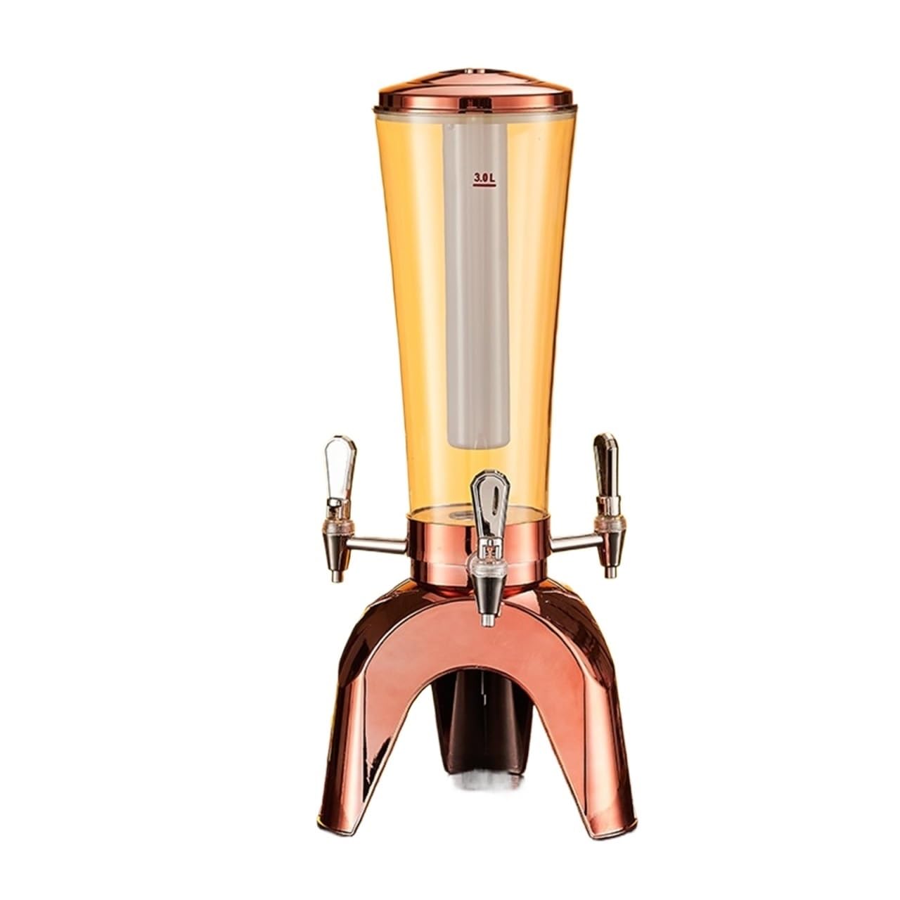 MYUYEE Beverage Dispenser,Juice 3L/100Oz Drink Tower Dispenser With Ice Tube And Led Light Tabletop Drink Tower (Red 3L Us)