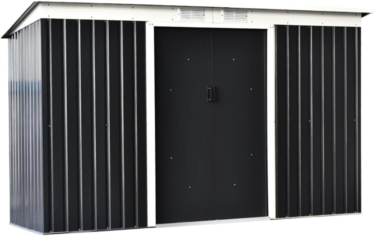 Garden Sheds Outdoor Metal Garden Vented Storage Shed with Durable Construction, Dark Grey Outdoor Storage Sheds