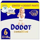 Dodot Pañales Bebé Sensitive Talla 6 (+13 kg), 111 Pañales, Hasta 12 h De Protección Antifugas y Cuidado de la Piel, Pack Mensual