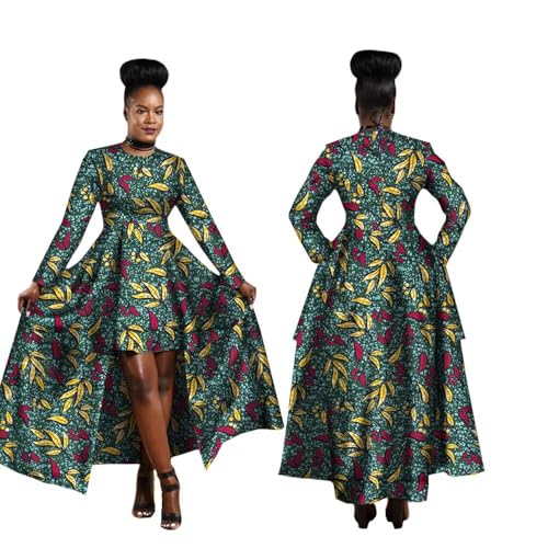 ABCWAX African Dresses for Women Kente Style Print Cotton Sexy Maxi Long Dress for Ladies African Clothes