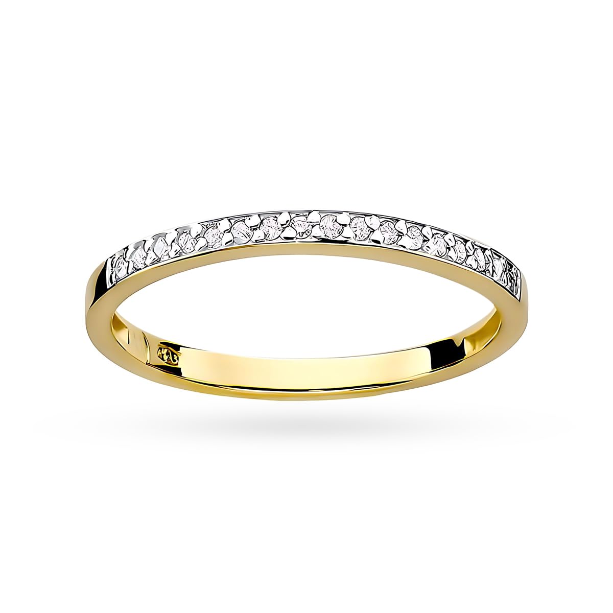 MARKO Ehering Damen Gold 585 Echtgold – Memoire Ring mit Labor Diamanten – 14 Karat Goldring Damen, Diamantring rundum, Goldschmuck