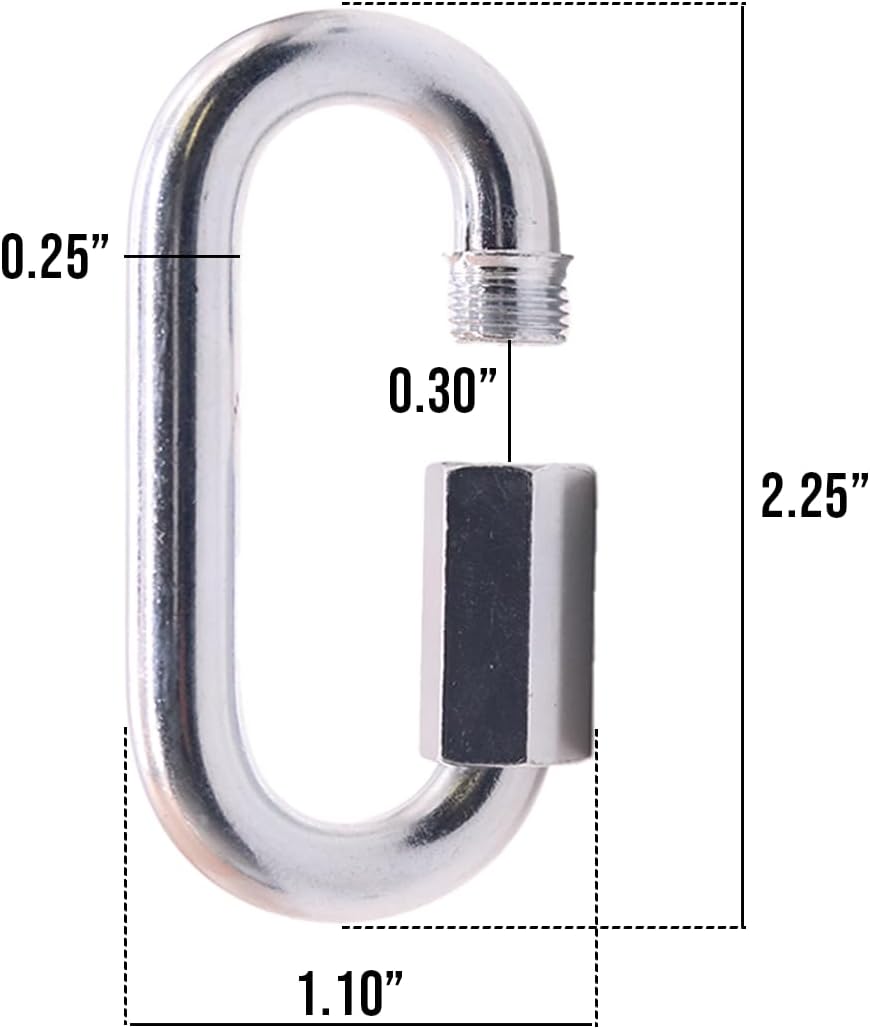 BoxerTool Steel Chain Quick Links 1/4" (50 Pack) - Chain Connector, Screw Carabiner, Threaded Quick Link Connector, Heavy Duty Steel Grade