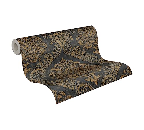 Livingwalls Travel Styles Non-Woven Wallpaper - Baroque Look in Black and Gold - Classic Wallpaper for Various Rooms in 10.05 m x 0.53 m