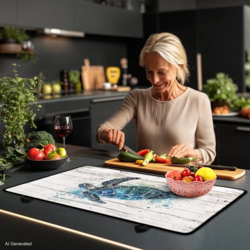 Image of Stove Top Cover for Electric Stove Oil-Proof Range Cover for Glass Ceramic Top Stove Cooktop Protector Cover For Kitchen Decor, 29 x 21 Inch, Sea Turtle Wood Grain
