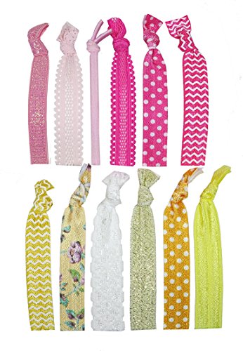 Hair Ties 12 PCS Pack Pony Tail Holder Accessories bands elastic for girls women baby wedding Gift kit no crease bracelet (12 Pcs Set D)