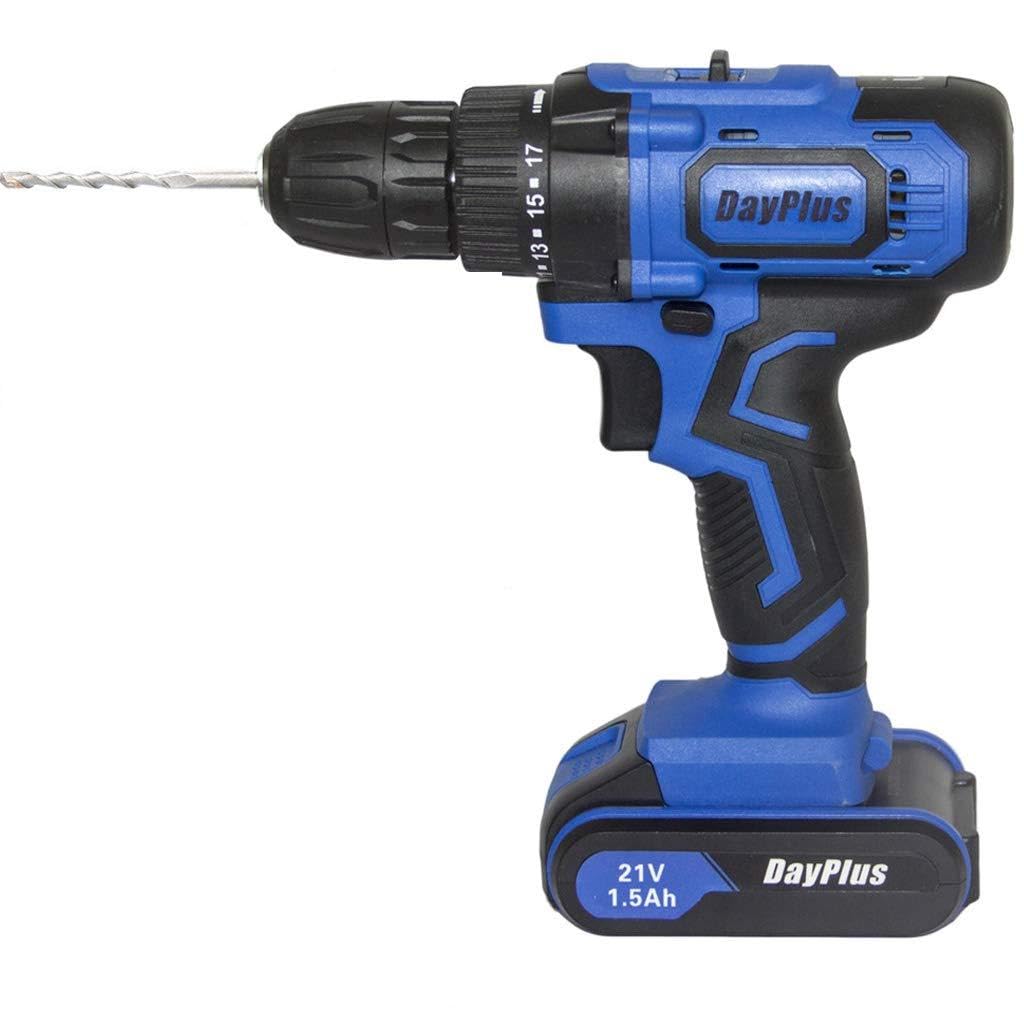 Dayplus Light Cordless Combi Drill - Power Drill Set Screwdriver & Hammer Action, 21V 1.5Ah Battery, 45Nm 18+1 Torque With 2 Speed, Forward & Reverse Drill, Led 29Pcs Accessories & Case