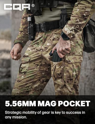 Image of CQR Men's Flex Ripstop Tactical Pants, Water Resistant Stretch Cargo Pants, Lightweight EDC Hiking Work Pants