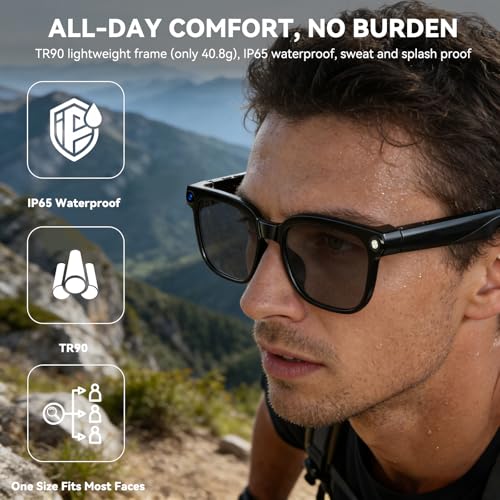 Image of AI Smart Glasses with Camera,8MP Camera Glasses,1080P Anti-Shake Video Recording, Real Time Translation,AI Voice Assistant,Object Recognition,Bluetooth Sunglasses for Men Women(Black Lenses)