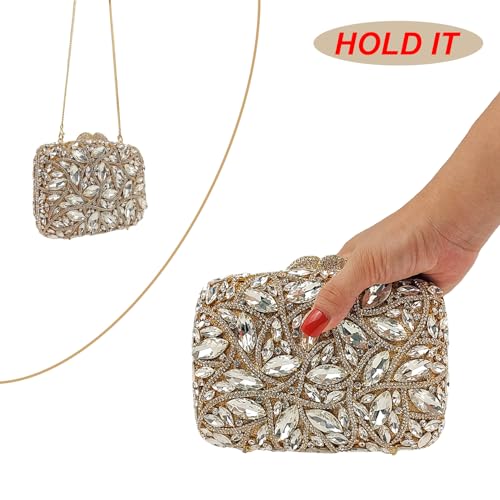 Image of Colorful Crystal Clutch Box Handbag Women Sparkling Evening Bags for Wedding Party Prom Purse