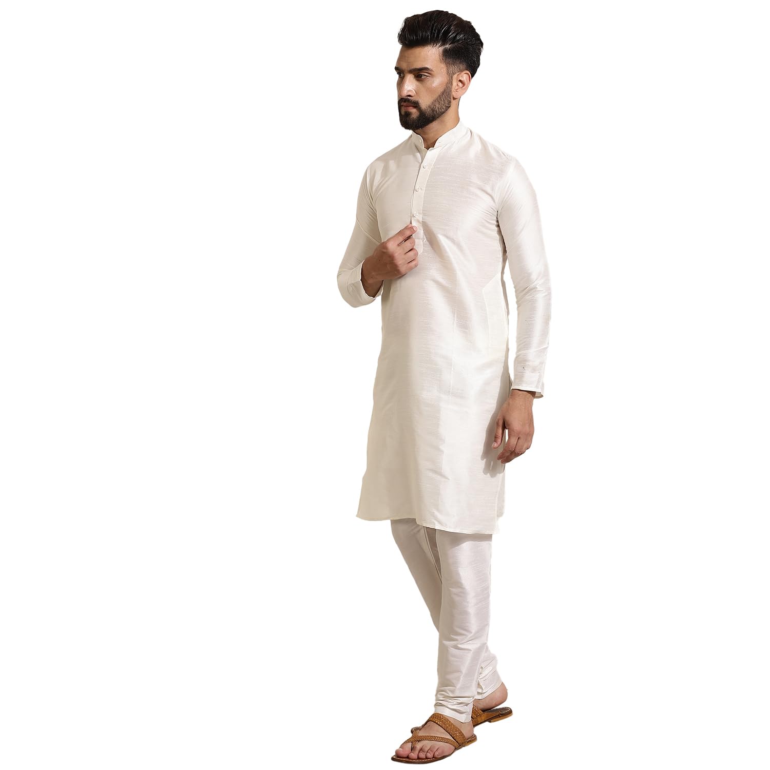 (Since 1958 Men's Silk Blend Kurta Pyjama & Print Nehrujacket Combo-image-26