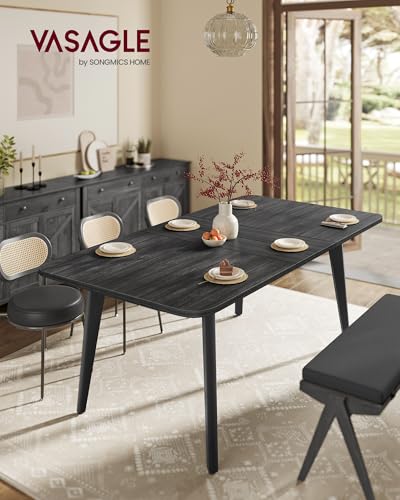 Image of VASAGLE MAEZO Collection - Extendable Dining Table for 4 /6 /8, Kitchen Table with Tapered Legs, Curved Transitions, for Dining Room, Kitchen, Home Office, Charcoal Gray UKDT090B01V1