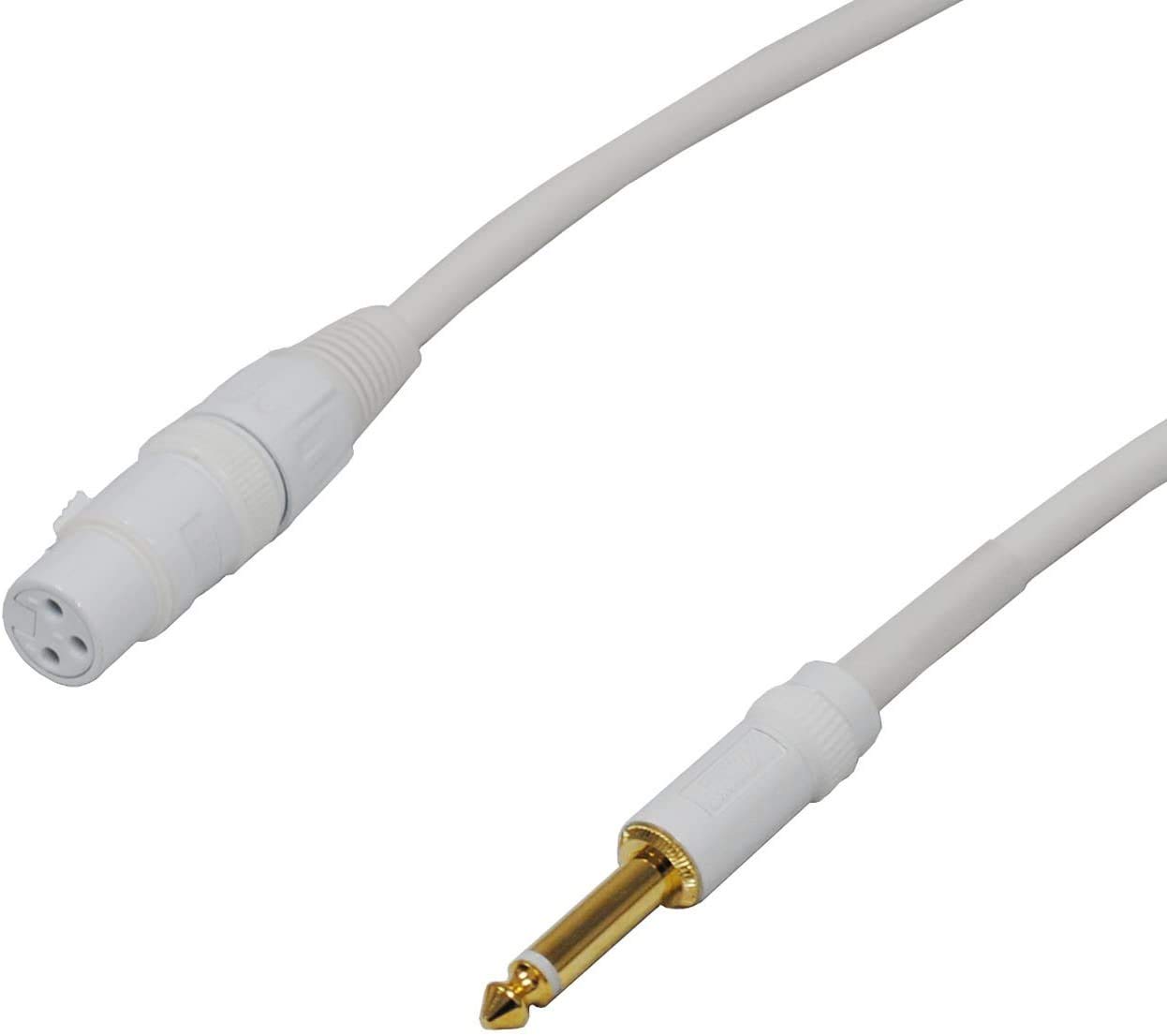 Audio2000'S E80225P2 Dwupak XLR żeński do pozłacanego 1/10.2 cm TS męski biały kolor audio/nagrywanie/scena/kable mikrofonowe (łącznie dwa kable 25 stóp)