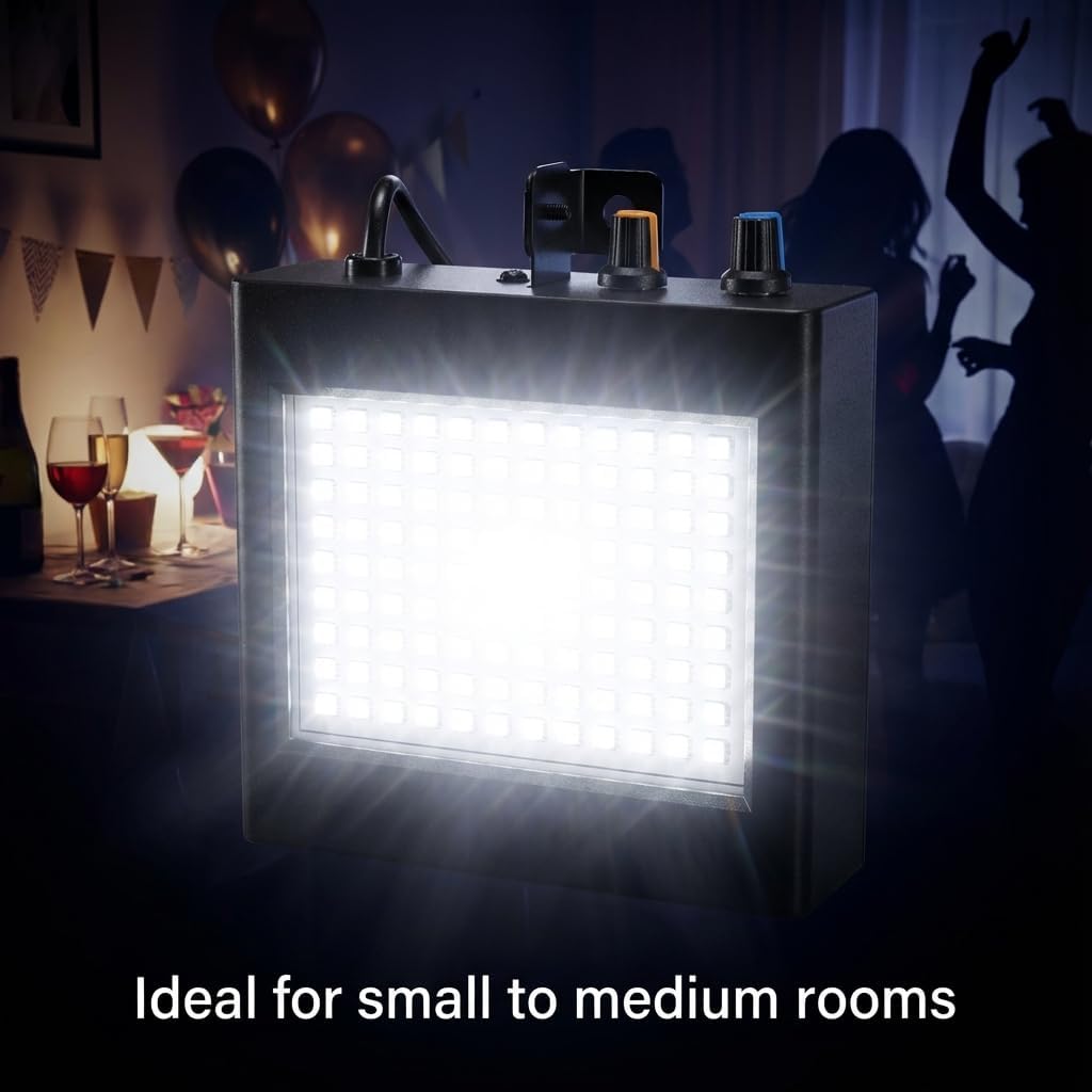 QWORK 108 LED Strobe Light Sound Activated - Plug-in Flash Lamp with Adjustable Speed for Parties