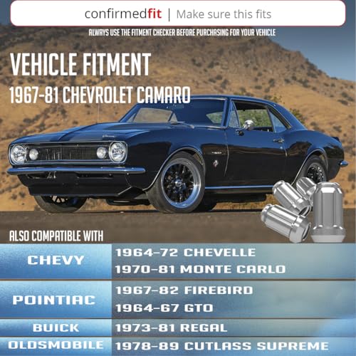 Image of Wheel Accessories Parts 20 Pcs 7 /16 inch-20 Thread Car Spline 35mm 1.38 inch Long Lug Nuts Chrome Spline Hex Fits Many Classic Chevrolet Buick GMC Pontiac Vehicles