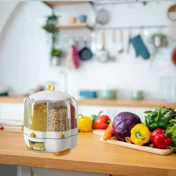 Image of Gvnd Rice & Dry Food Round Dispenser, Kitchen Organizer, Cereal Grain Container for Home, Cereal Transparent Bucket, Storage Box, Beans Clear Cans, Gift for Women (Style-3)