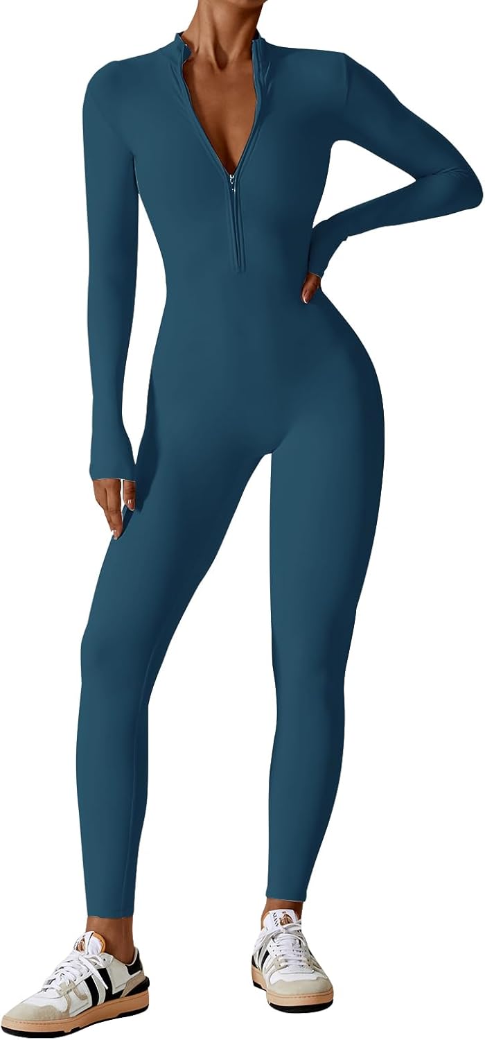 ECUPPER Women Long Sleeve Bodycon Jumpsuits Workout Kuwait