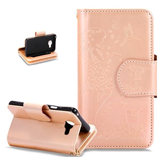 Galaxy A3 2016 fodral, Galaxy A3 2016 fodral, ikasus prägling blommor blommor klänningar Plånbokfodral Guld