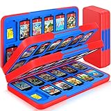 CYKOARMOR Switch Game Case for Nintendo Switch/Switch OLED, Switch Game Holder with 72 Games Card Slot&24 Micro SD Cartridge Slots, Storage Accessories Hard Shell Portable Cartridge Box, Red Blue