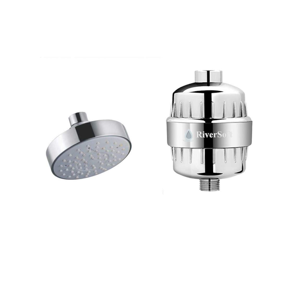 RiverSoft Combo pack overhead shower (without arm) with SF-15 PRO shower filter for hard water | Water softener for bathroom (ABS, Chrome, Pack of 1) (B0833F2QV9) Amazon Price History, Amazon Price Tracker