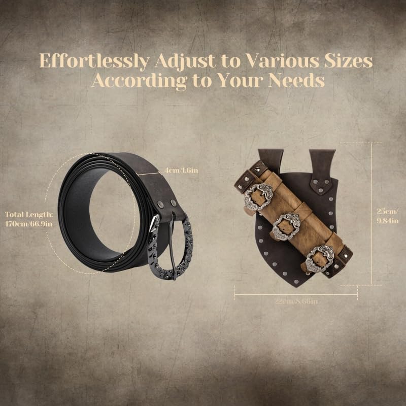 Miniatura 6 de Cinturón de espada medieval ajustable, funda de espada vikinga, cinturón renacentista para LARP, caballeros y cosplay pirata